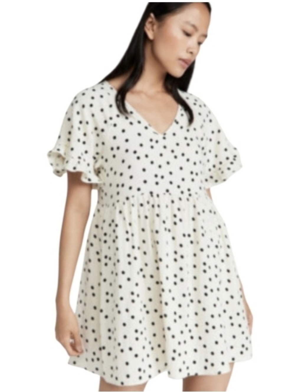 Madewell White Black Polka Dot Mini Dress sz M